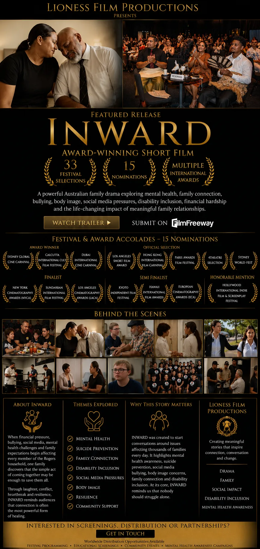 INWARD award-winning short film poster
